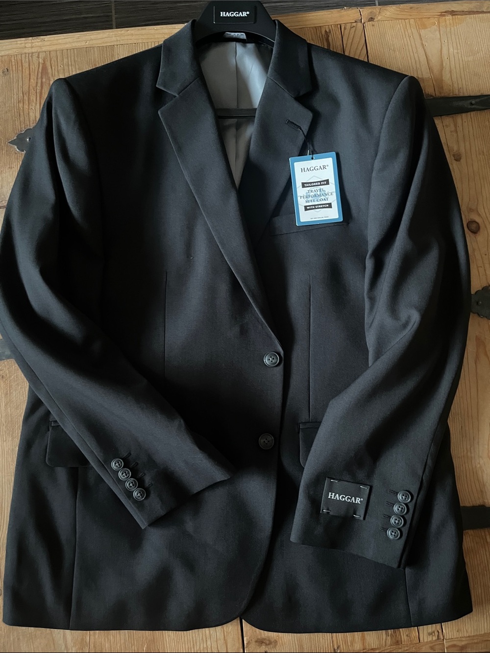 Haggar Men's Solid Black Two-Button Blazer  44s